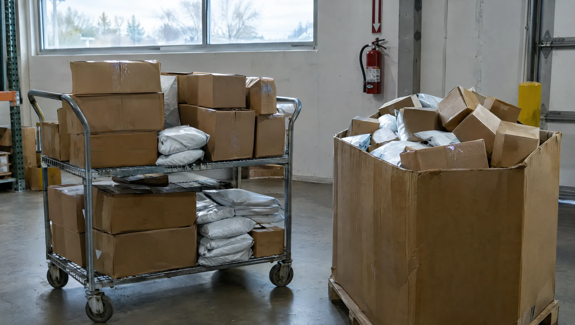 Outbound parcels ready for carrier pickup